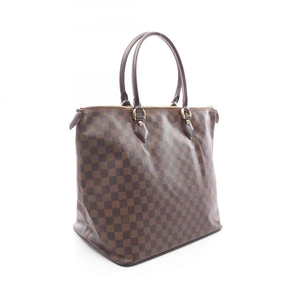Louis Vuitton Brown Leather Damier Tote Bag Ebene Saleya Brown Canvas